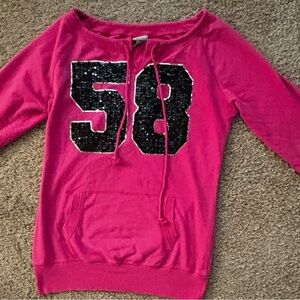Barbie pink Woman size Med sweatshirt Glitter graphics Great pre-used condition